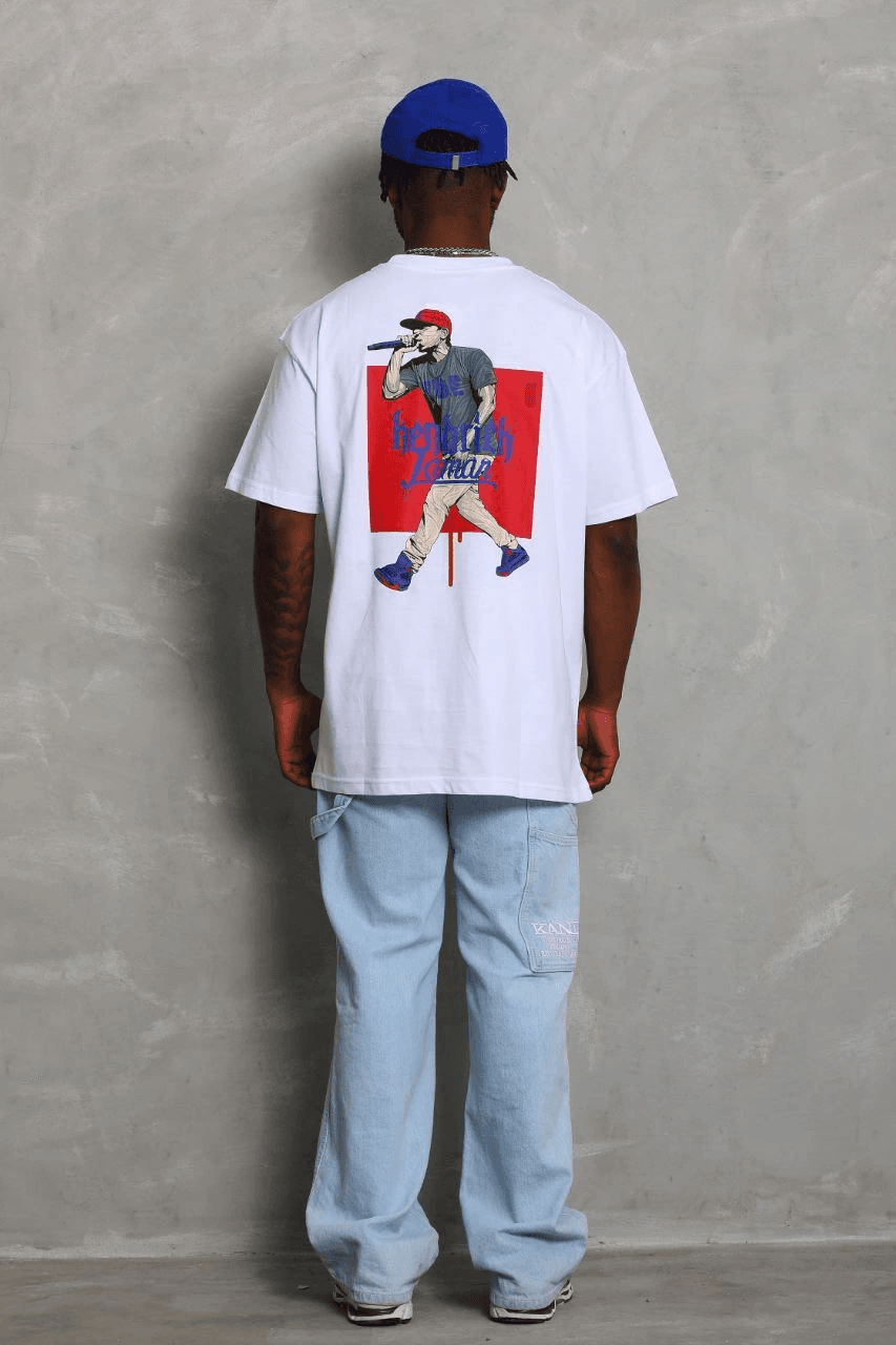 Erkek Baskılı Tişört Kısa Kol Bisiklet Yaka Oversize T-Shirt - Beyaz — görsel 1 / 6