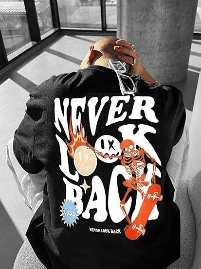 Erkek Baskılı T-Shirt Kısa Kol Bisiklet Yaka Regular Fit Rahat Kalıp Tişört - Siyah — görsel 1 / 3