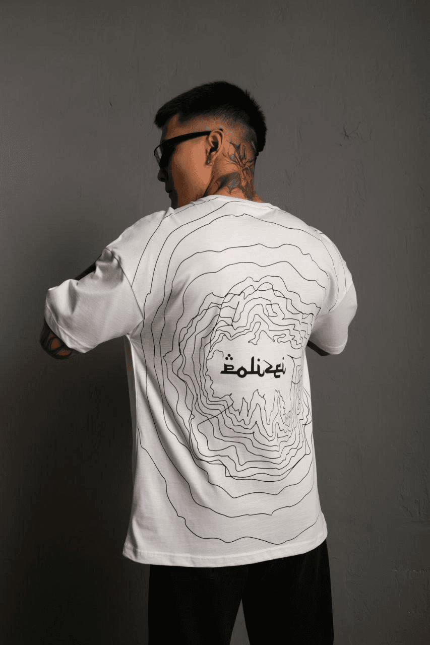 Erkek Kısa Kol Yazlık Tişört Bisiklet Yaka Baskılı Oversize T-Shirt - Beyaz — görsel 1 / 2