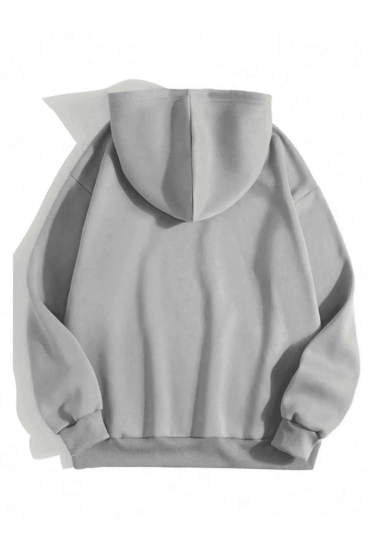 Erkek 3 İplik Pamuklu Kapüşonlu Kanguru Cepli Sweatshirt Hoodie - Boyalı Gri — görsel 1 / 4