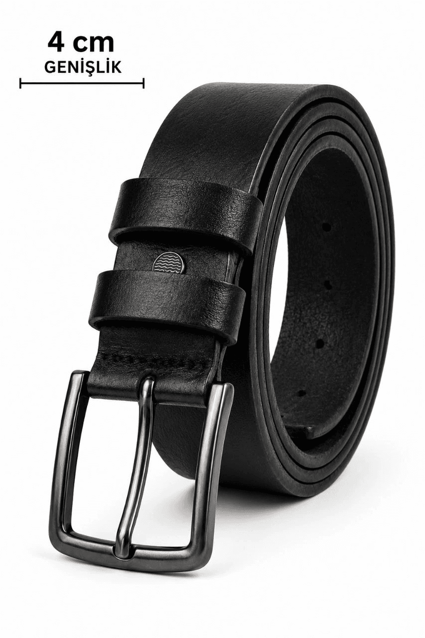 Erkek Hakiki Deri 4 cm Klasik Kemer Metal Tokalı Günlük ve Klasik Kullanım