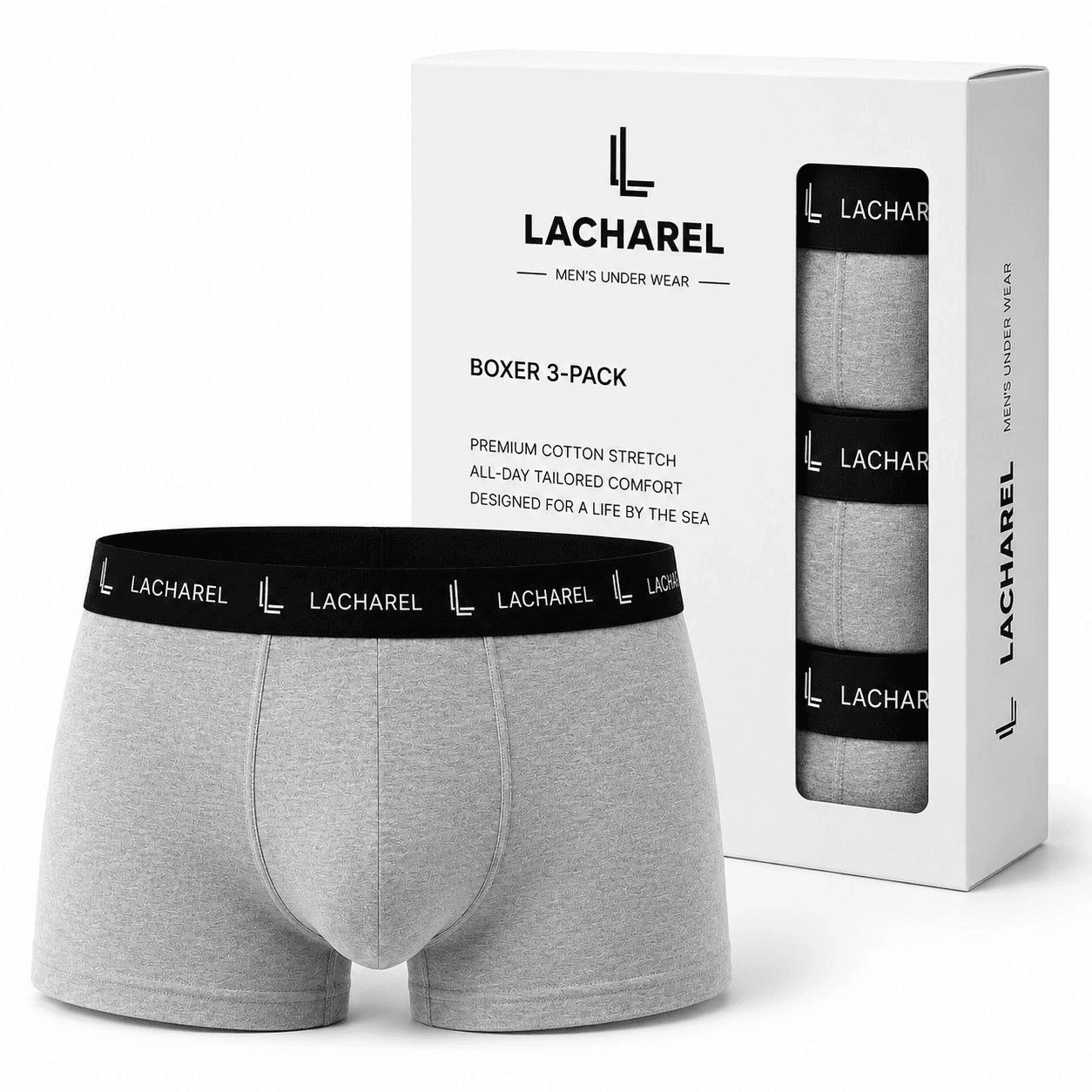 Erkek Likralı Pamuklu Nefes Alan Penye Boxer 3'lü Paket - Gri