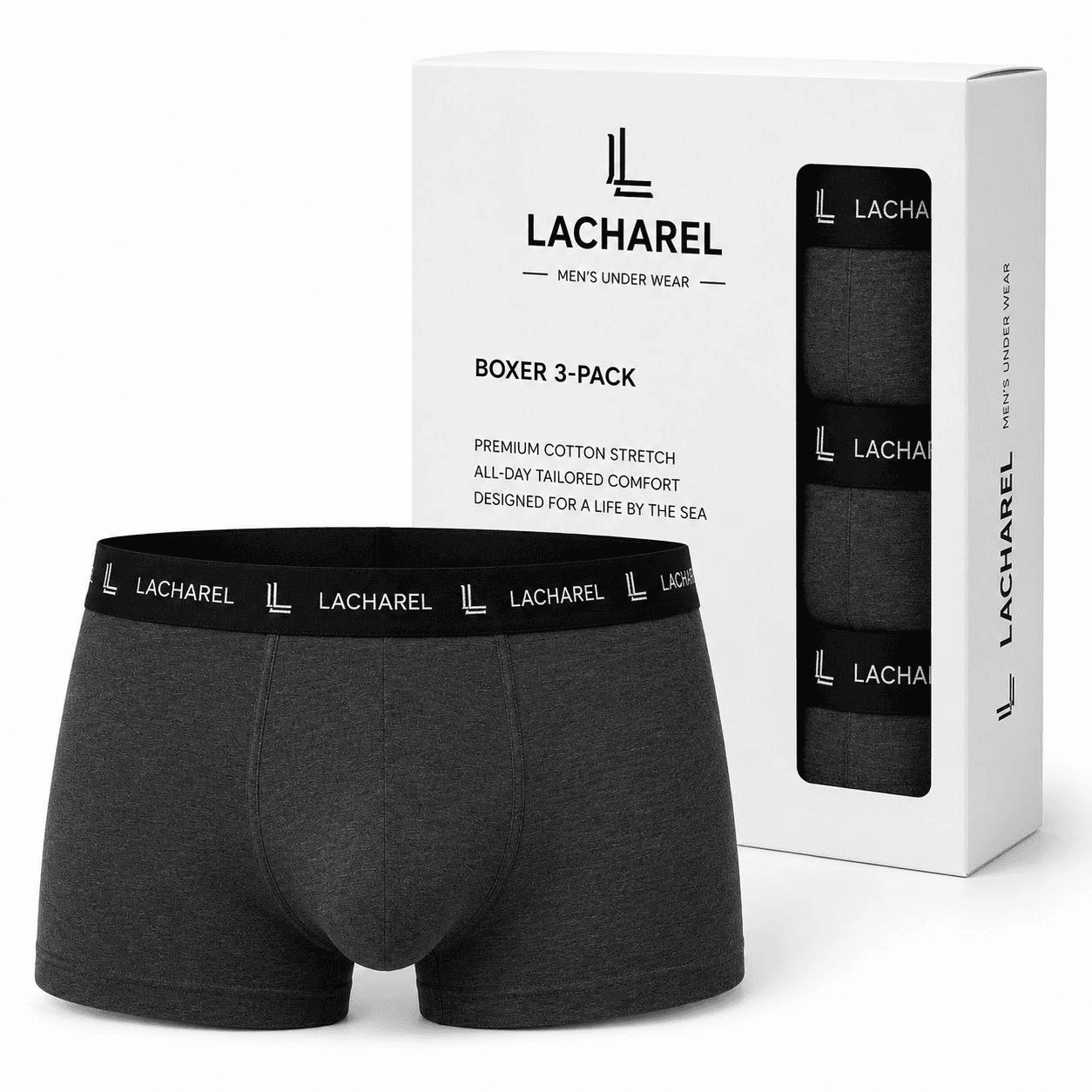 Erkek Likralı Pamuklu Nefes Alan Penye Boxer 3'lü Paket - Füme