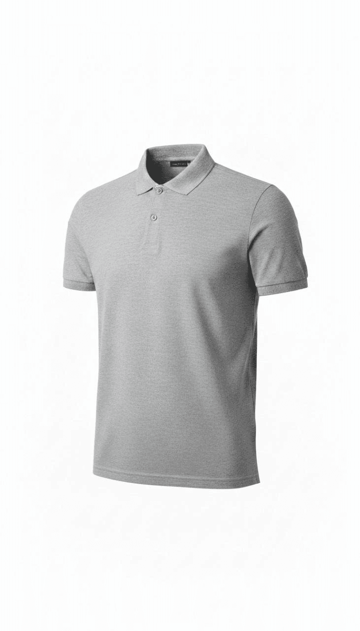 Erkek Polo Yaka Düğmeli Pike Kumaş Tişört Regular Fit Kısa Kol T-Shirt - Gri