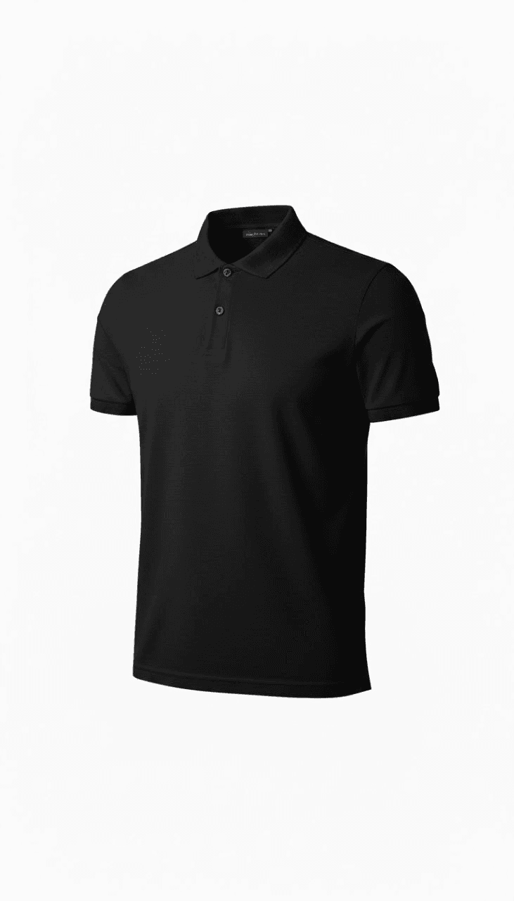 Erkek Polo Yaka Düğmeli Pike Kumaş Tişört Regular Fit Kısa Kol T-Shirt - Siyah — görsel 1 / 8