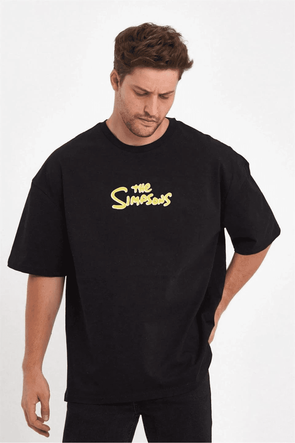 Erkek Baskılı T-Shirt Kısa Kol Bisiklet Yaka Regular Fit Rahat Kalıp Günlük Tişört - Siyah