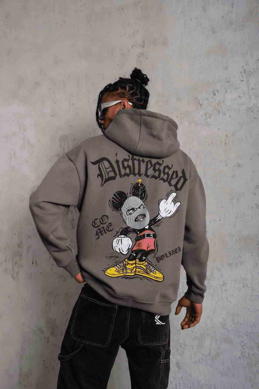 Erkek 3 İplik Pamuklu Kapüşonlu Kanguru Cepli Sweatshirt Hoodie - Gri — görsel 1 / 5