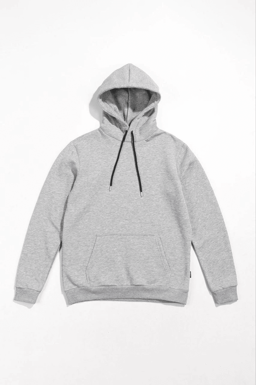 Kadın Kapüşonlu Kanguru Cepli 3 İplik Pamuklu Oversize Hoodie Sweatshirt - Gri