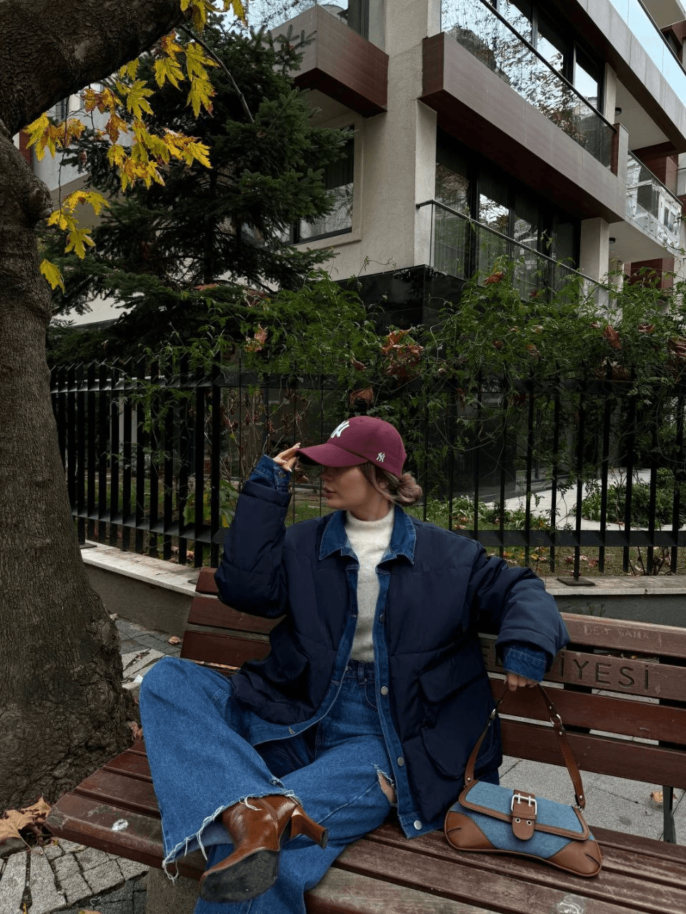 Kadın Jeans Detaylı Cıtcıtlı Ceket Mont - Lacivert