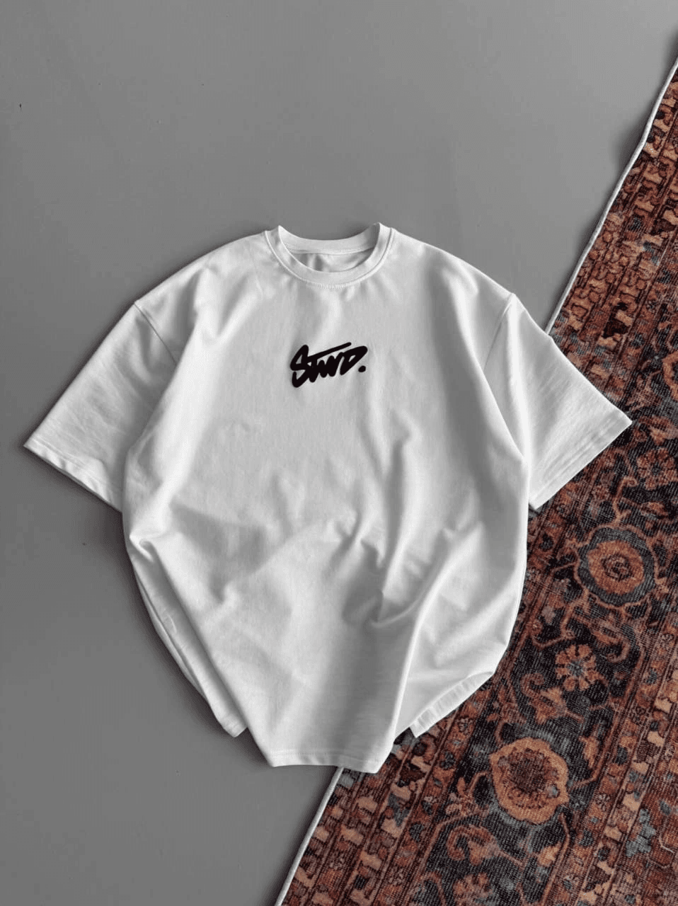 Kadın Yazlık Bisiklet Yaka Baskılı Regular Fit Tişört Kısa Kol T-Shirt - Beyaz