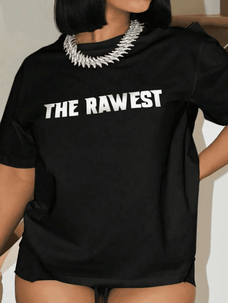 Kadın Baskılı T-Shirt Kısa Kol Bisiklet Yaka Oversize Rahat Kalıp Tişört - Siyah — görsel 1 / 3