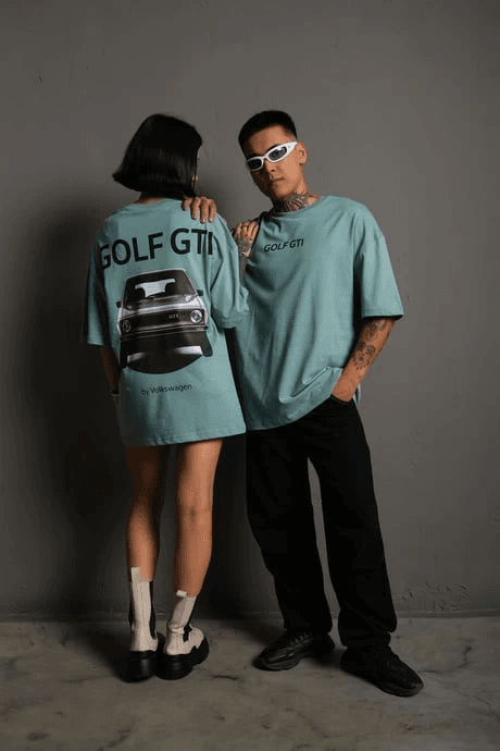Kadın Oversize Tişört Golf GTI Retro Araba Baskılı T-shirt- Mint Yeşili — görsel 1 / 3