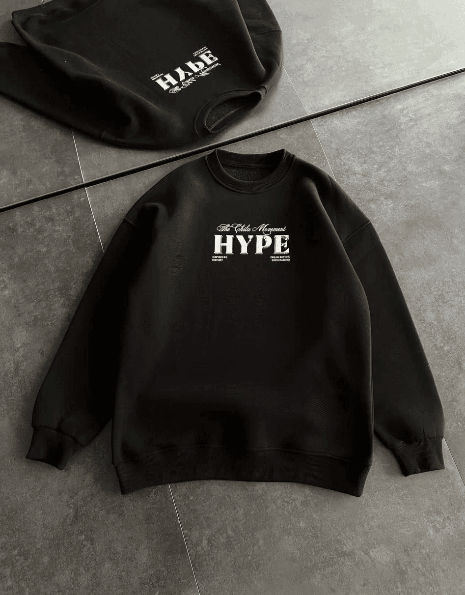 Kadın 3 İplik Pamuklu Bisiklet Yaka Baskılı SweatShirt - Siyah — görsel 1 / 3