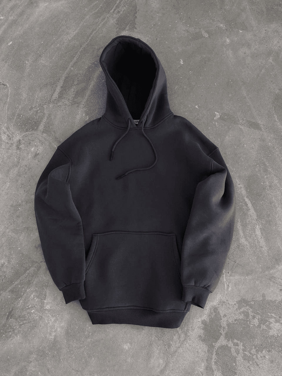 Kadın Kapüşonlu Kanguru Cepli 3 İplik Pamuklu Oversize Hoodie Sweatshirt - Füme