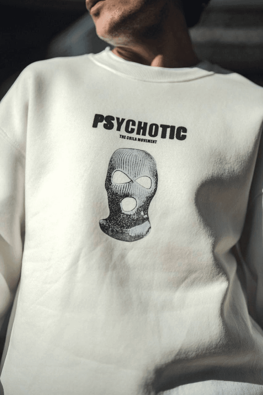 Erkek 3 iplik pamuklu Kışlık Bisiklet Yaka Baskılı SweatShirt - Beyaz — görsel 1 / 3