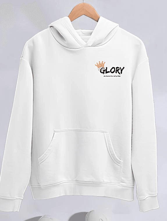 Kadın Oversize Kapüşonlu Kanguru Cepli Baskılı 3 İplik Pamuklu Sweatshirt Hoodie - Beyaz