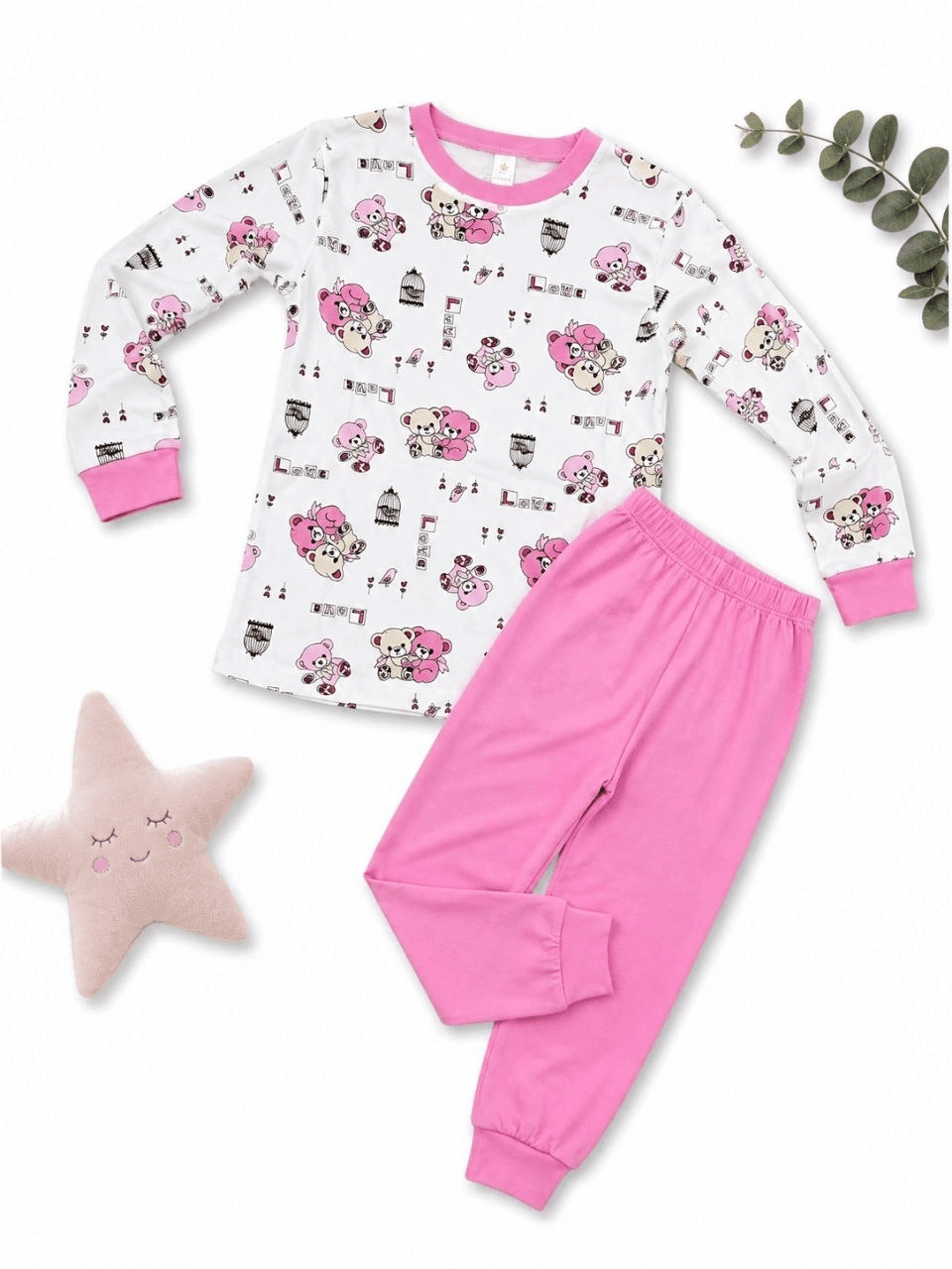 Kız Çocuk Premium Penye Koala Desenli Uzun Kollu Pijama Takımı 2-11 Yaş - Pembe