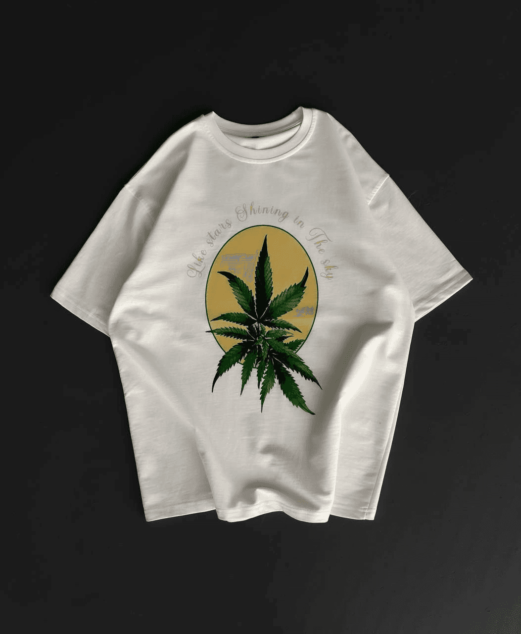 Erkek Kısa Kol Yazlık Tişört Bisiklet Yaka Baskılı Oversize T-Shirt - Beyaz — görsel 1 / 3