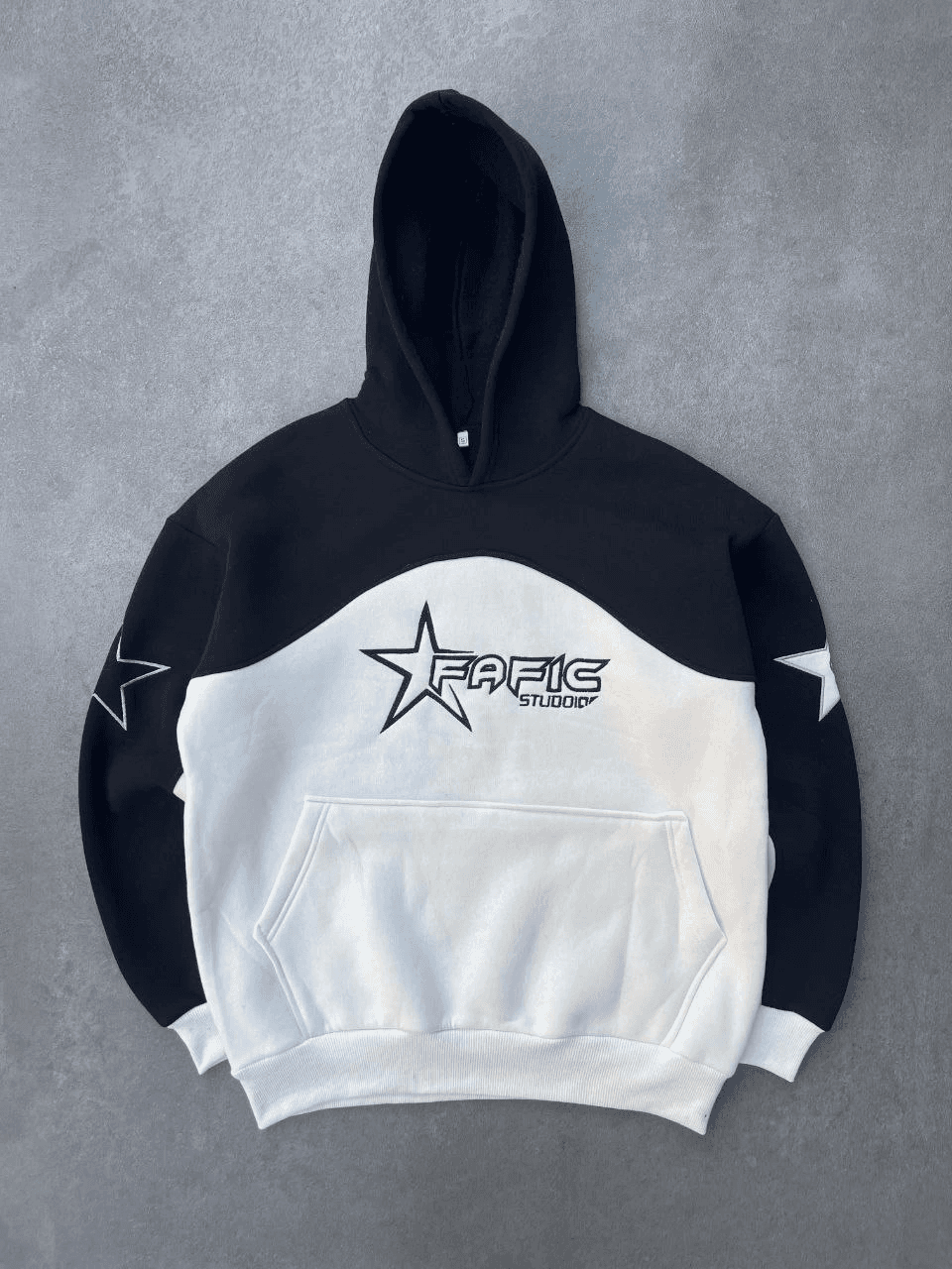 Kadın 3 İplik Pamuklu Parçalı Nakış İşlemelı Kapüşonlu SweatShirt Hoodie - Siyah