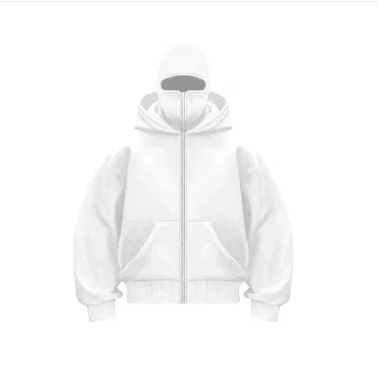 Erkek Samuray Ninja Çift Kapşonlu ZIP Fermuarlı Kanguru Cepli Tam Fermuarlı Hoodie Swetshirt - Beyaz — görsel 1 / 2