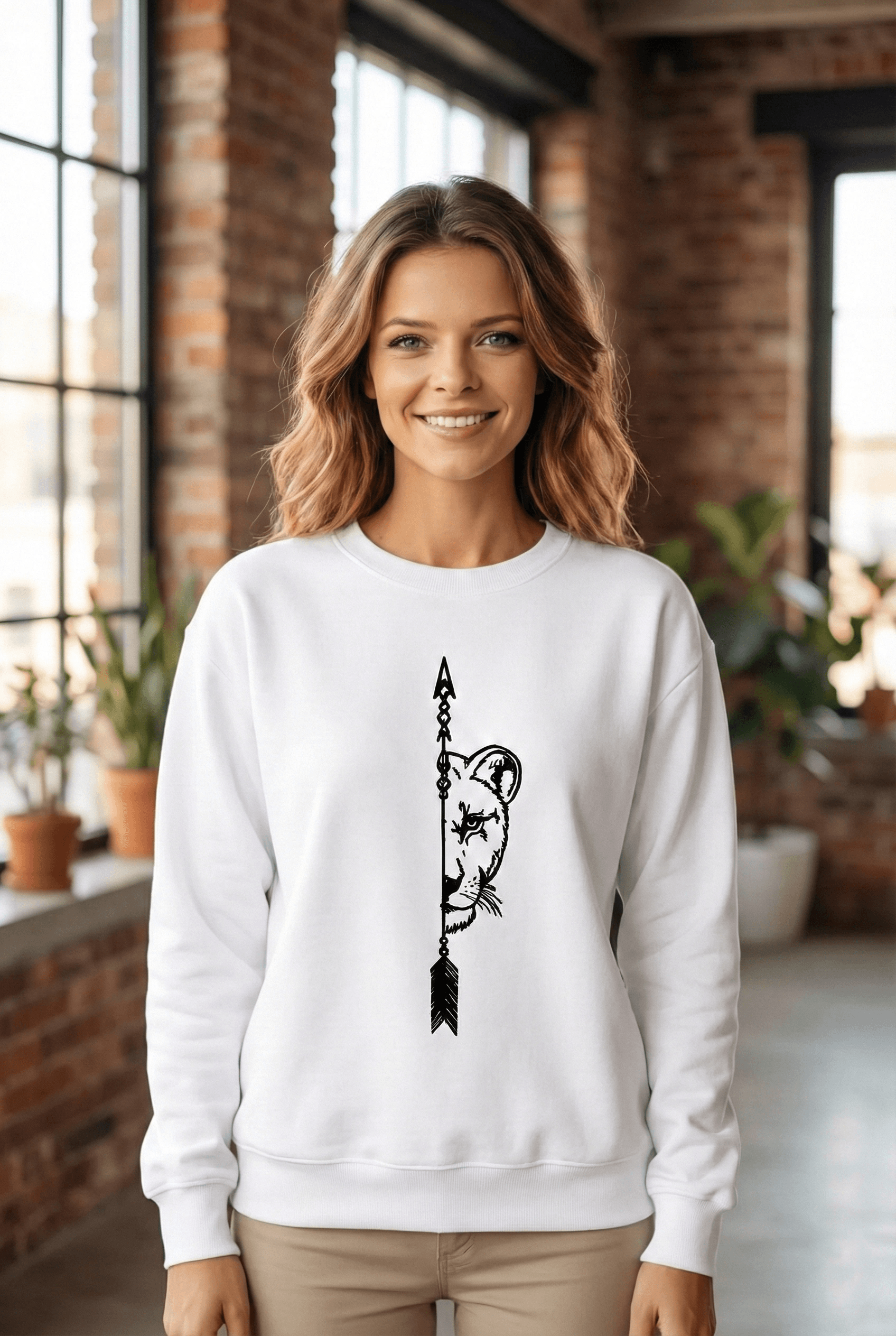 Sevgililer Günü Baskılı Oversize Bisiklet Yaka Sweatshirt - Beyaz