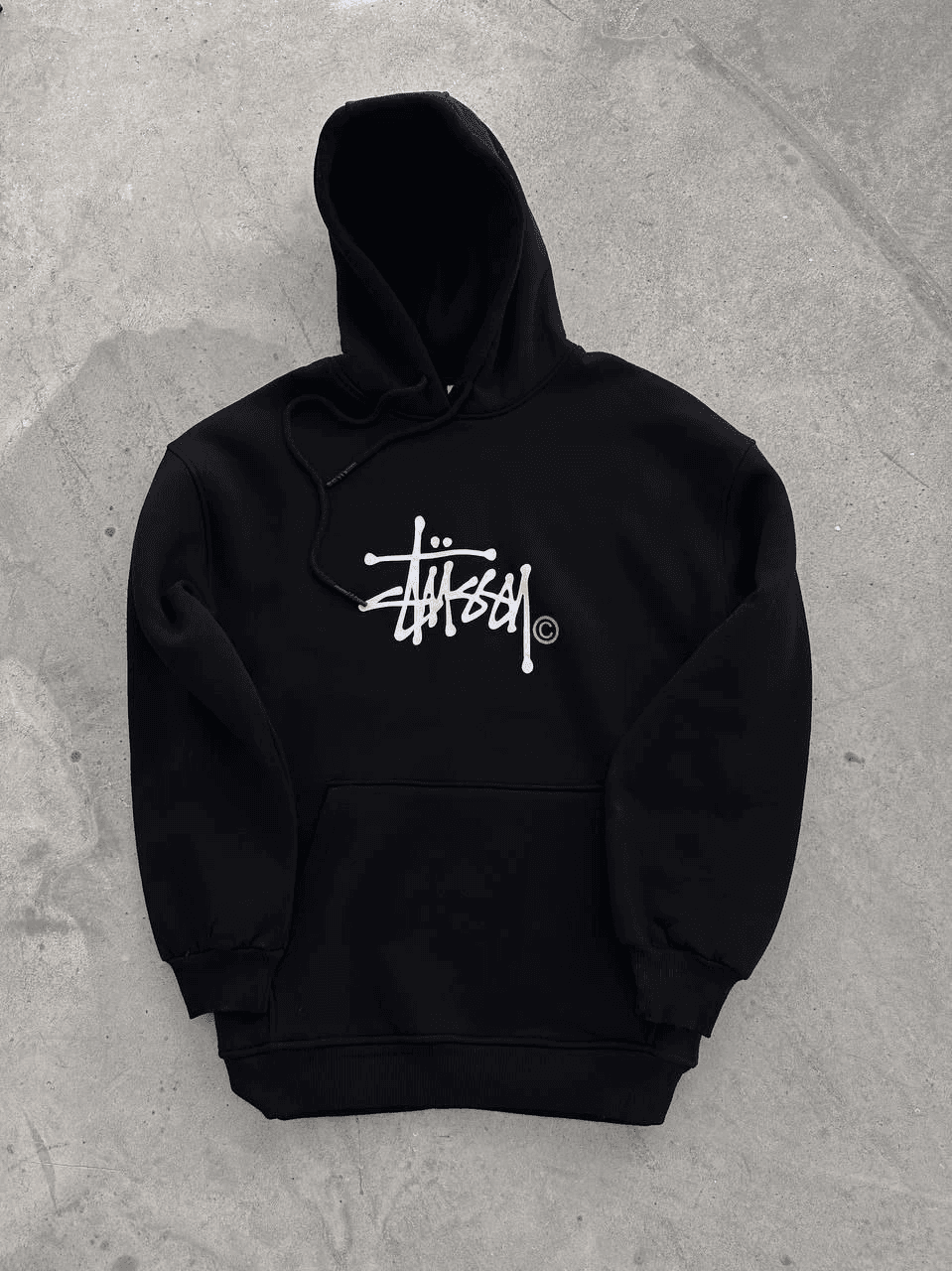 Erkek Üç İplik Kapşonlu Baskılı SweatShirt - Siyah — görsel 1 / 2