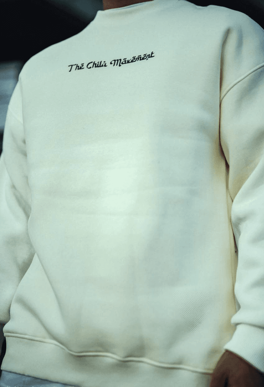 Erkek 3 iplik Pamuklu Bisiklet Yaka Baskılı SweatShirt - Beyaz — görsel 1 / 3