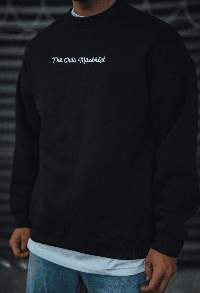 Erkek 3 iplik Pamuklu Bisiklet Yaka Baskılı SweatShirt - Siyah — görsel 1 / 3