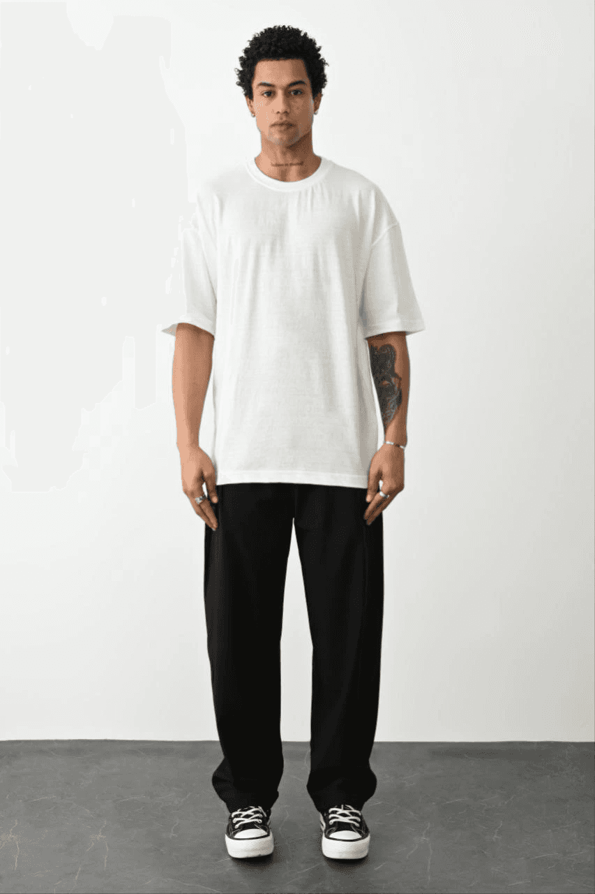 Erkek Tişört Düz Basic Penye Yazlık Bisiklet Yaka Kısa Kol T-Shirt - Beyaz — görsel 1 / 5