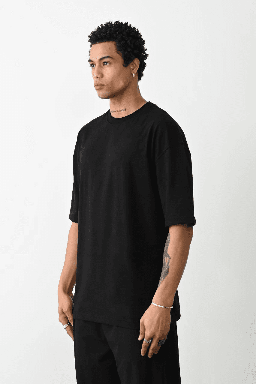 Erkek Tişört Düz Basic Penye Yazlık Bisiklet Yaka Kısa Kol T-Shirt - Siyah — görsel 1 / 5
