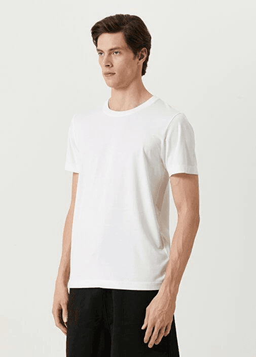 ERKEK Tişört Basic Bisiklet Yaka Regular Kısa kol T-Shirt - Beyaz