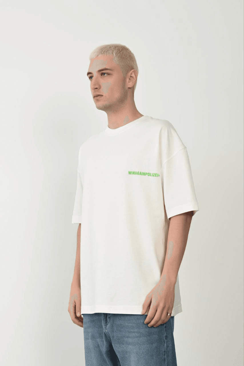Erkek Baskılı T-Shirt Kısa Kol Bisiklet Yaka Rahat Kalıp Tişört - Beyaz — görsel 1 / 4