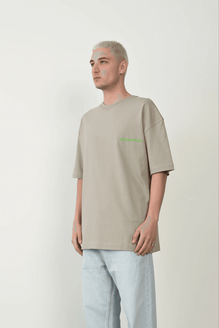 Erkek Baskılı T-Shirt Kısa Kol Bisiklet Yaka Rahat Kalıp Tişört - Boyalı Gri — görsel 1 / 4
