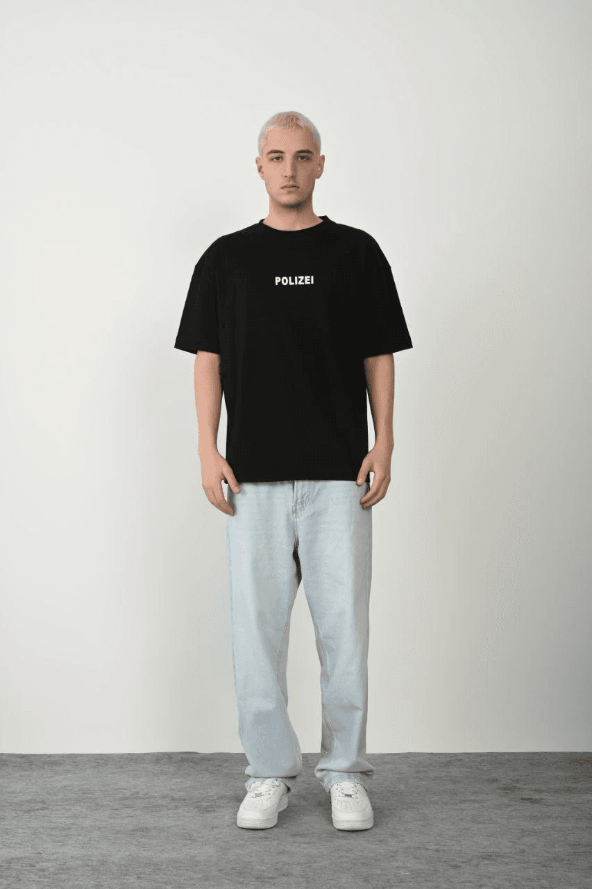 Erkek Baskılı T-Shirt Kısa Kol Bisiklet Yaka Rahat Kalıp Tişört - Siyah — görsel 1 / 4