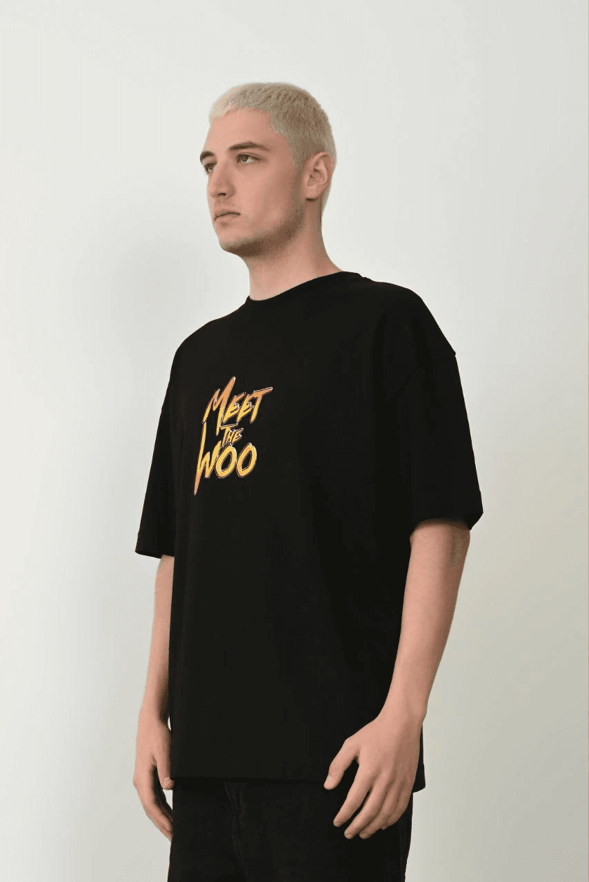 Erkek Baskıkı Kısa kok Bisiklet Yaka T-Shirt - Siyah — görsel 1 / 2