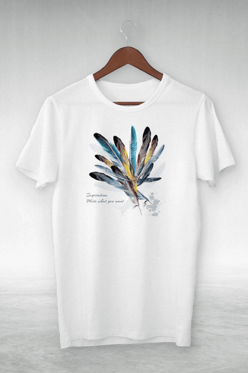 Kadın Baskılı T-Shirt Kısa Kol Bisiklet Yaka Oversize Rahat Kalıp Tişört - Beyaz