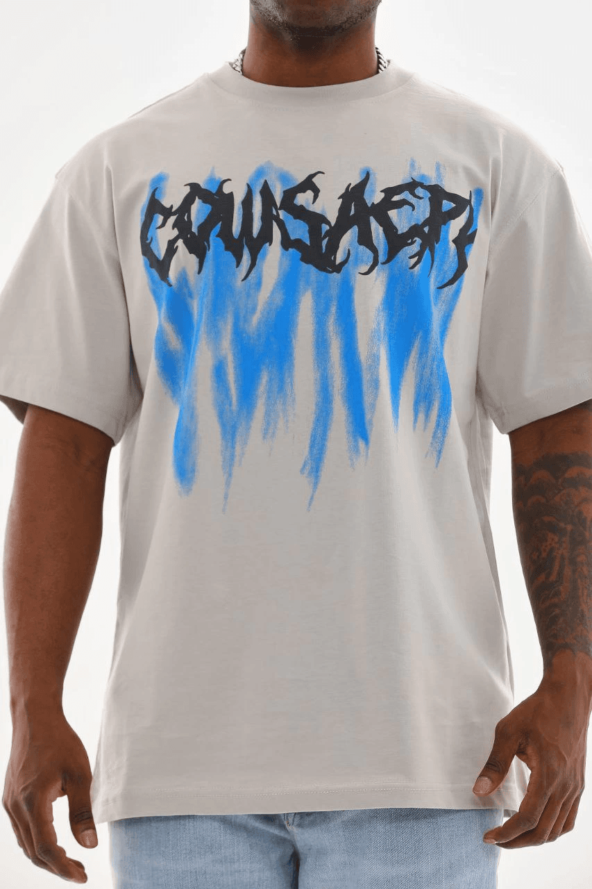 Erkek Baskılı T-Shirt Kısa Kol Bisiklet Yaka Rahat Kalıp Tişört - Gri — görsel 1 / 8