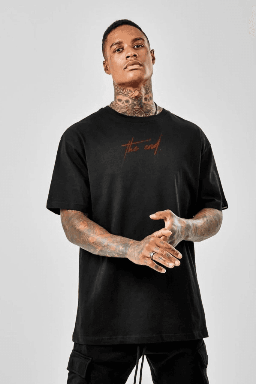 Erkek Baskılı T-Shirt Kısa Kol Bisiklet Yaka Regular Fit Rahat Kalıp Günlük Tişört - Siyah — görsel 1 / 3