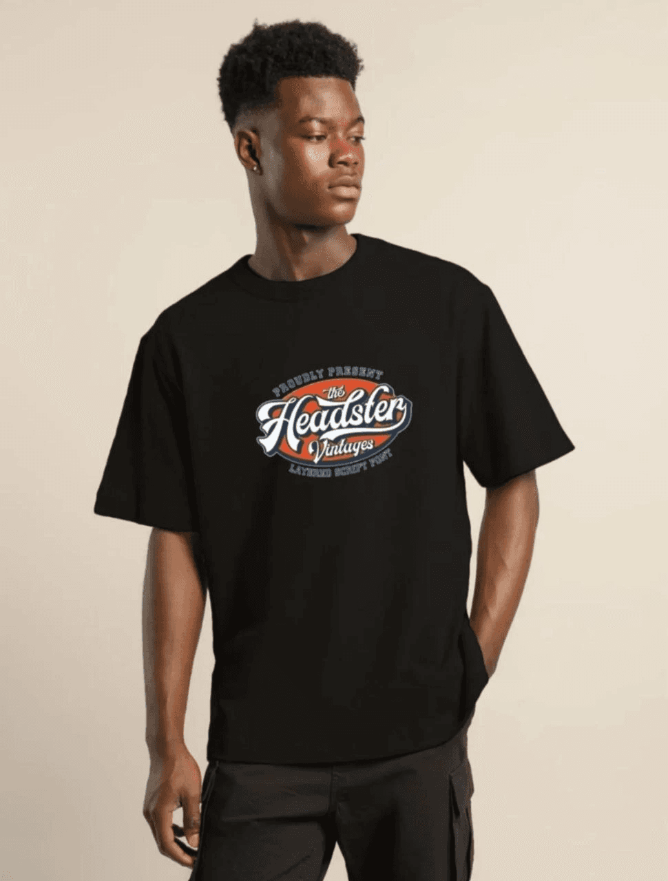 Erkek Baskılı T-Shirt Kısa Kol Bisiklet Yaka Regular Fit Rahat Kalıp Günlük Tişört - Siyah — görsel 1 / 3