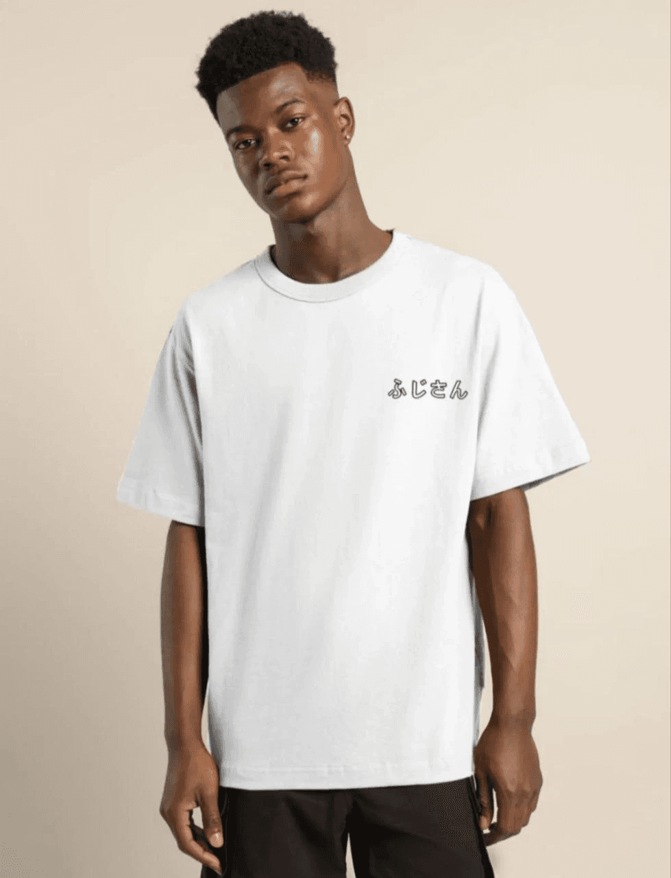 Erkek Kısa Kol Yazlık Tişört Bisiklet Yaka Baskılı Oversize T-Shirt - Beyaz