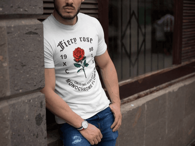 Erkek Tişort Bisiklet Yaka Baskılı Kısa kol T-Shirt - Beyaz
