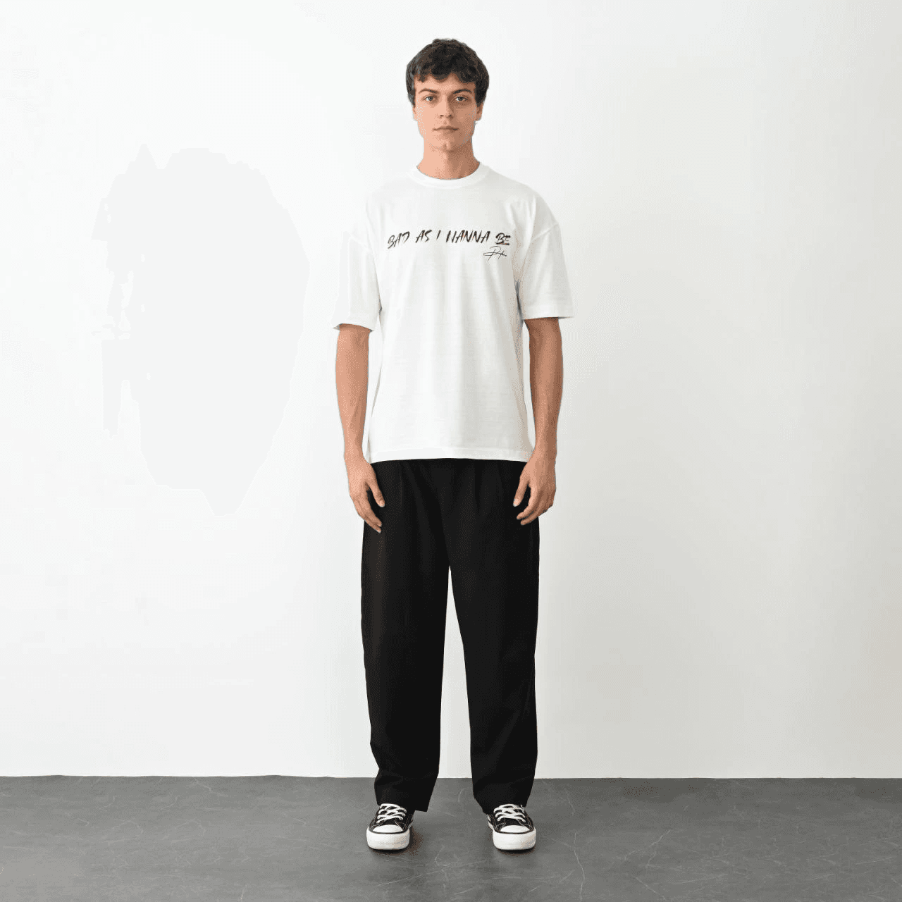 Erkek Baskılı T-Shirt Kısa Kol Bisiklet Yaka Regular Fit Rahat Kalıp Günlük Tişört- Beyaz