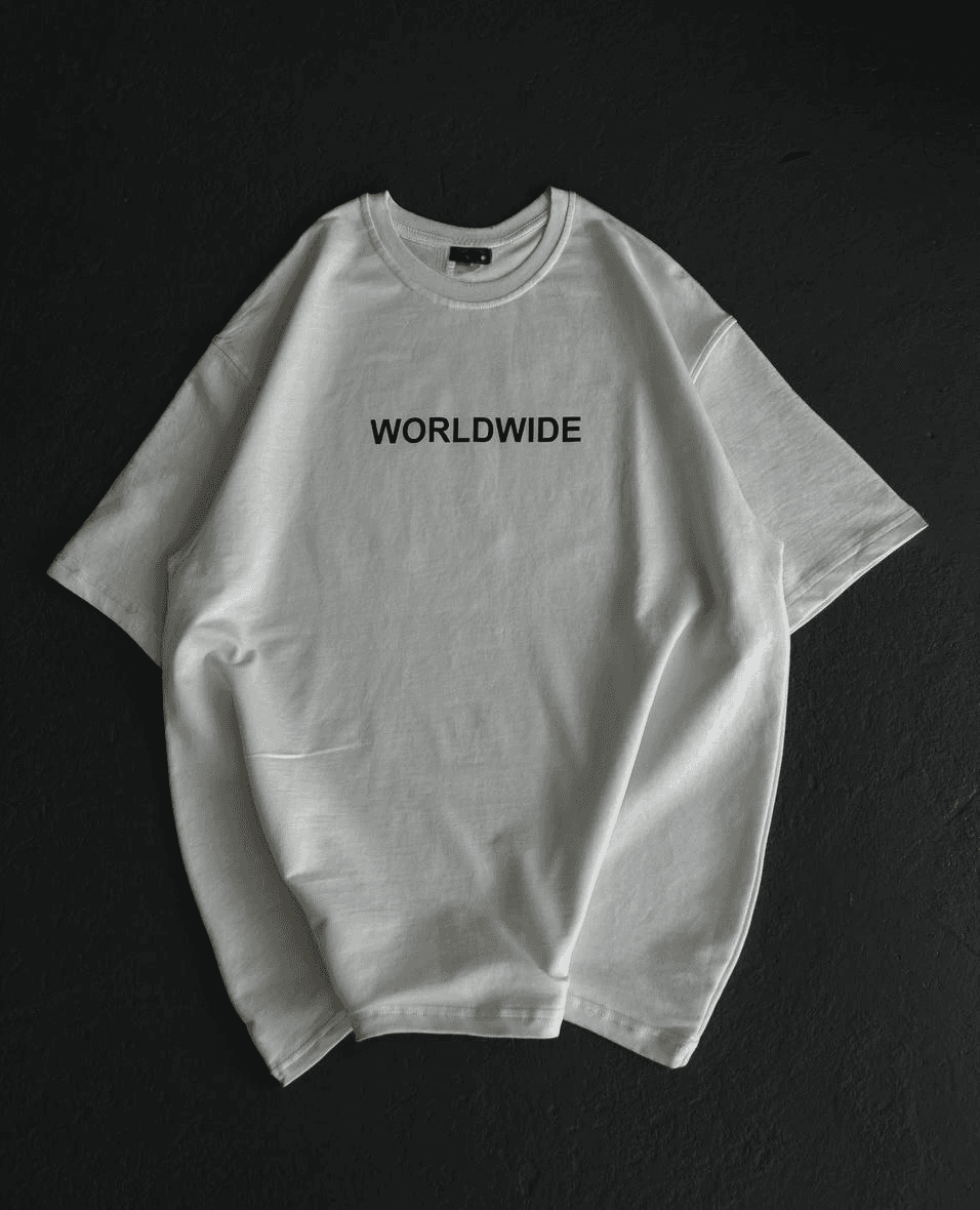 Kadın Baskılı T-Shirt Kısa Kol Bisiklet Yaka Oversize Rahat Kalıp Günlük Tişört - Beyaz — görsel 1 / 2