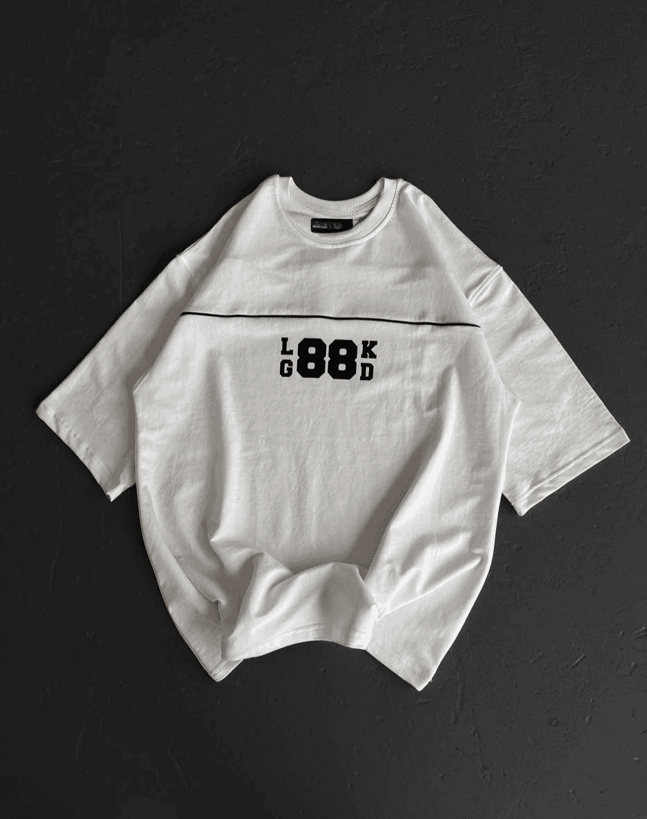 Kadın Baskılı T-Shirt Kısa Kol Bisiklet Yaka Oversize Rahat Kalıp Günlük Tişört - Beyaz