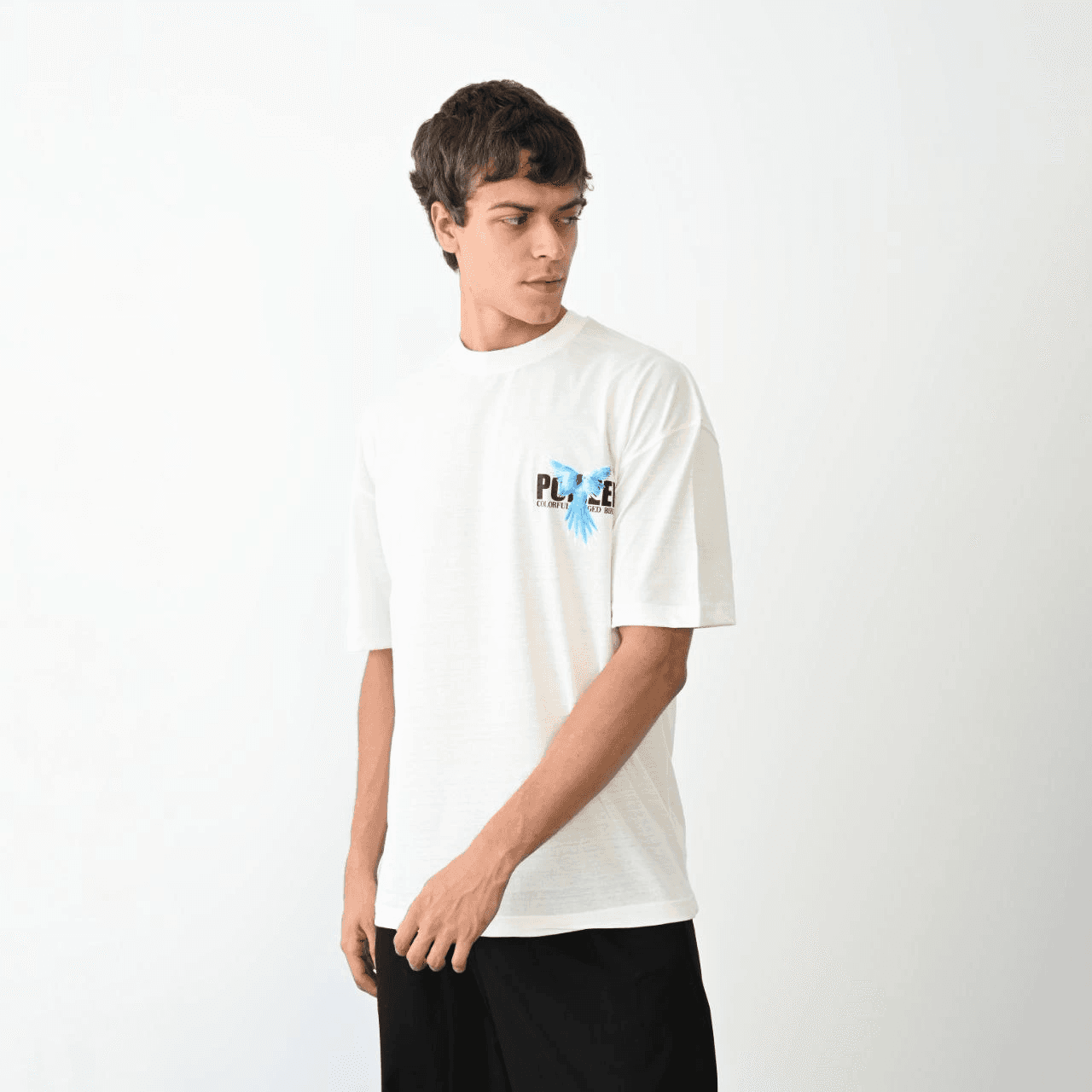 Erkek Baskılı T-Shirt Kısa Kol Bisiklet Yaka Regular Fit Rahat Kalıp Günlük Tişört - Beyaz — görsel 1 / 6