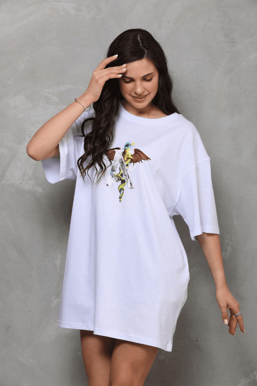 Kadın Baskılı T-Shirt Kısa Kol Bisiklet Yaka Regular Fit Rahat Kalıp Günlük Tişört - Beyaz — görsel 1 / 6
