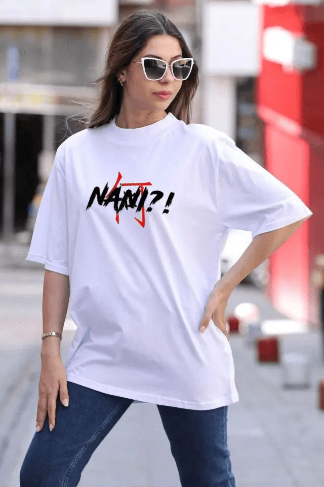 Kadın Baskılı T-Shirt Kısa Kol Bisiklet Yaka Oversize Rahat Kalıp Günlük Tişört - Beyaz — görsel 1 / 2