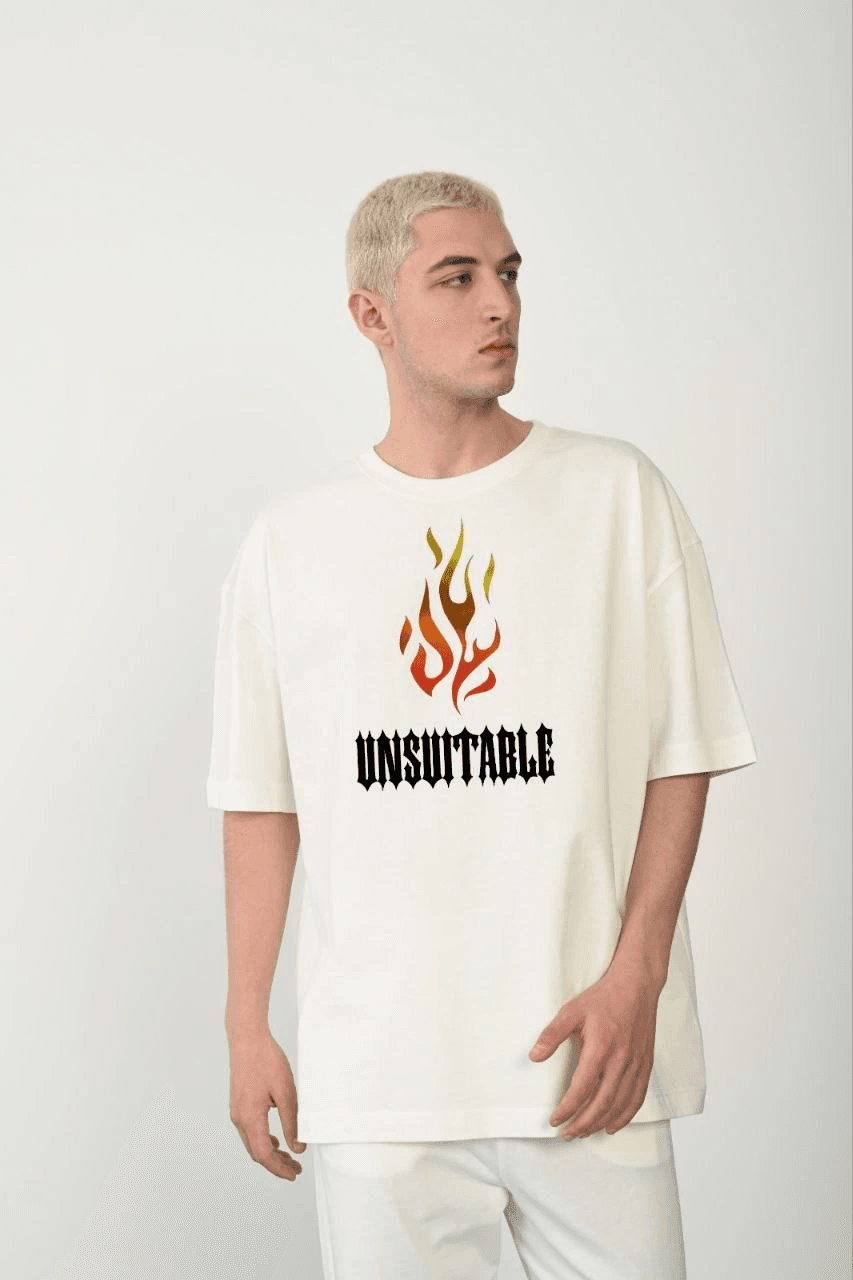Erkek Baskılı T-Shirt Kısa Kol Bisiklet Yaka Regular Fit Rahat Kalıp Günlük Tişört - Beyaz