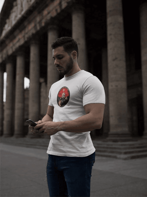 Erkek Kısa Kol Yazlık Tişört Bisiklet Yaka Baskılı Oversize T-Shirt - Beyaz