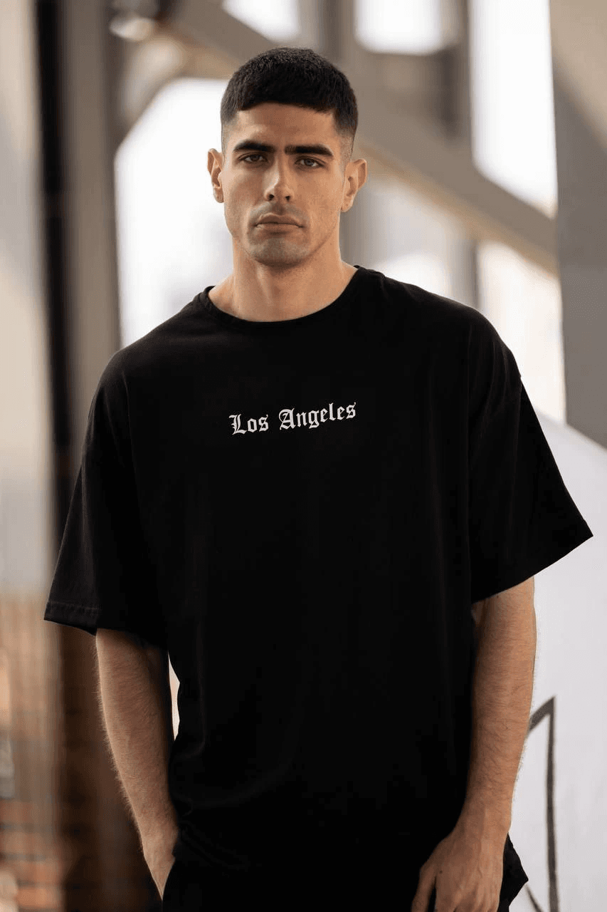 Erkek Kısa Kol Yazlık Tişört Bisiklet Yaka Baskılı Oversize T-Shirt - Siyah — görsel 1 / 3